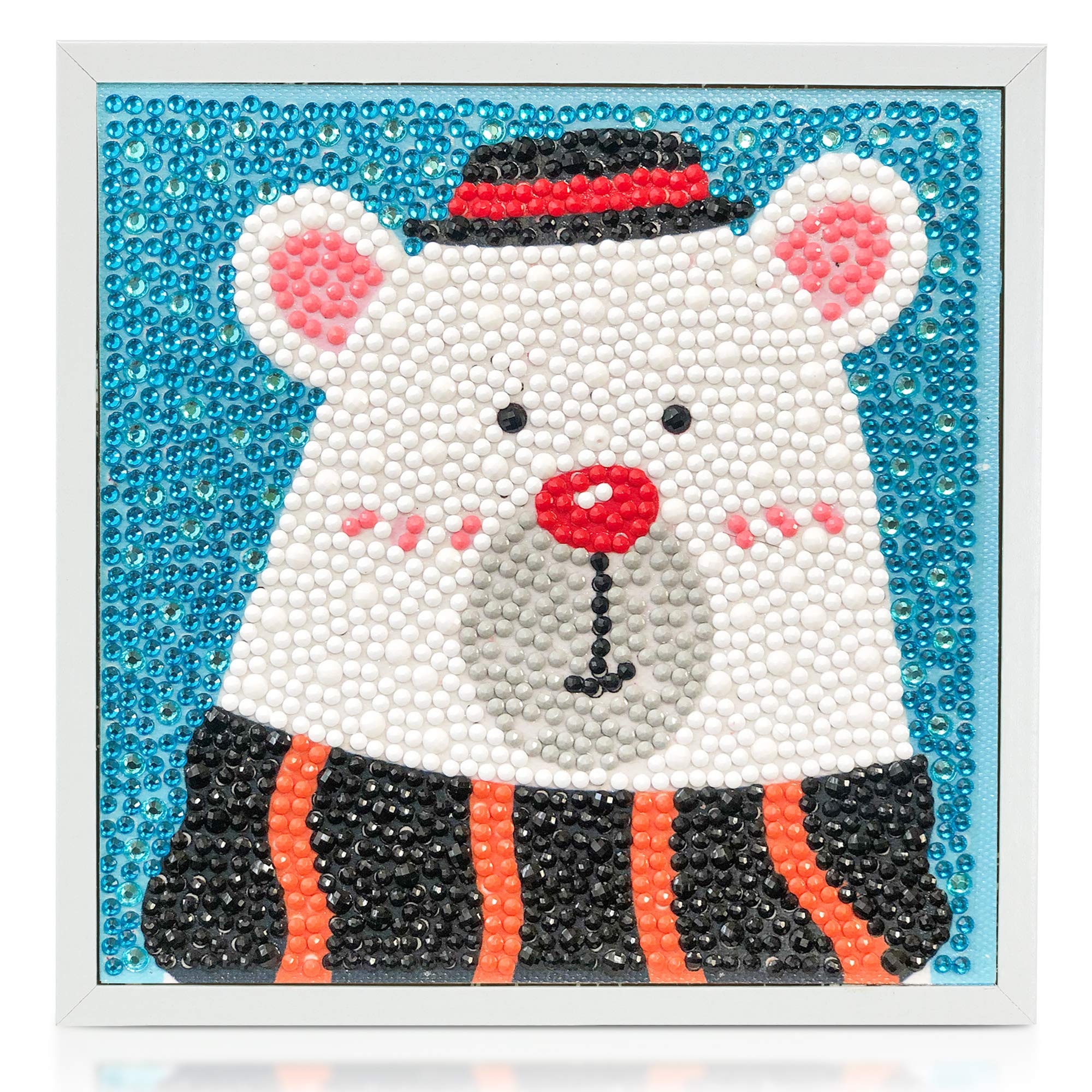 Easy Diamond Painting Kit for Kids with Wooden Frame, Beginners Gem Art Craft Gift for Girls and Boys with 6x6 Frame, Small Full Drill DIY Paint by Number Crystal Rhinestone Mosaic Creativity Pack