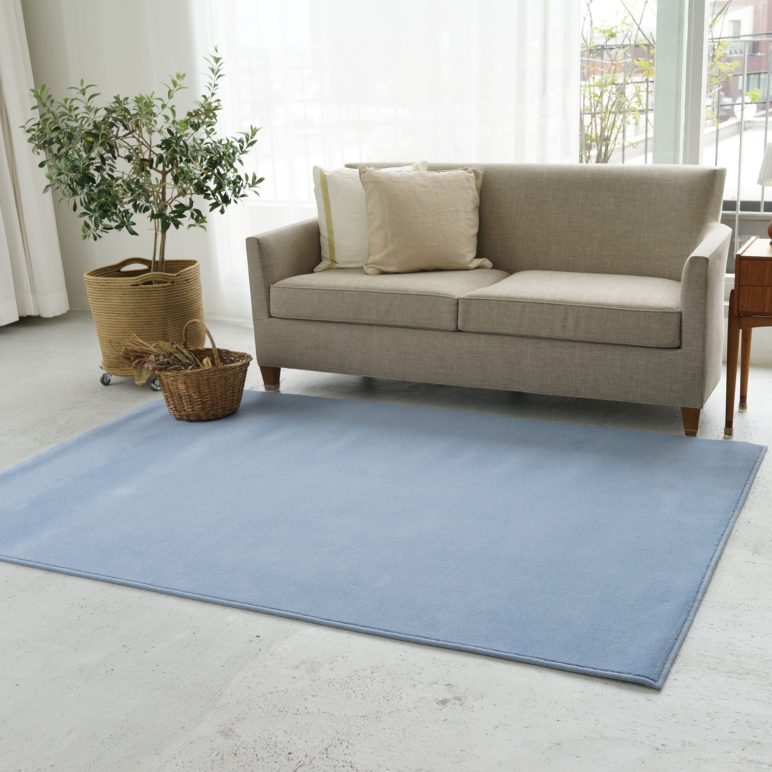 スミノエ Wool Rex 防炎ラグ コバルトブルー 140×200 スミノエ