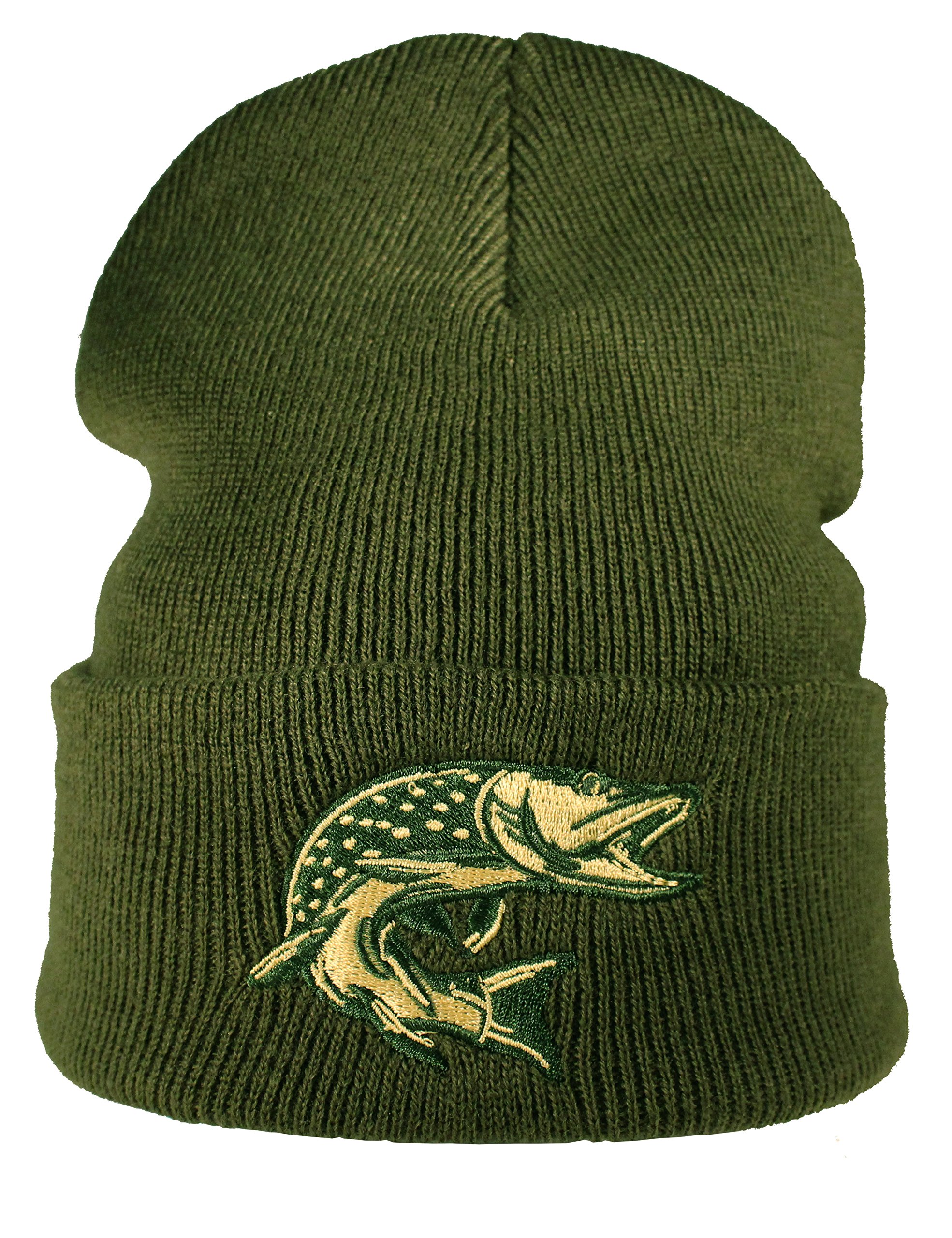 Baddery Angler Beanie - „Hecht“ - Bestickte Strickmütze | Warme Wintermütze für Herren & Damen