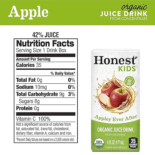 Miniatura 3 de Honest Kids Bebida de jugo orgánico, Appley Ever After, caja de jugo de 6.75 onzas líquidas, paquete de 40