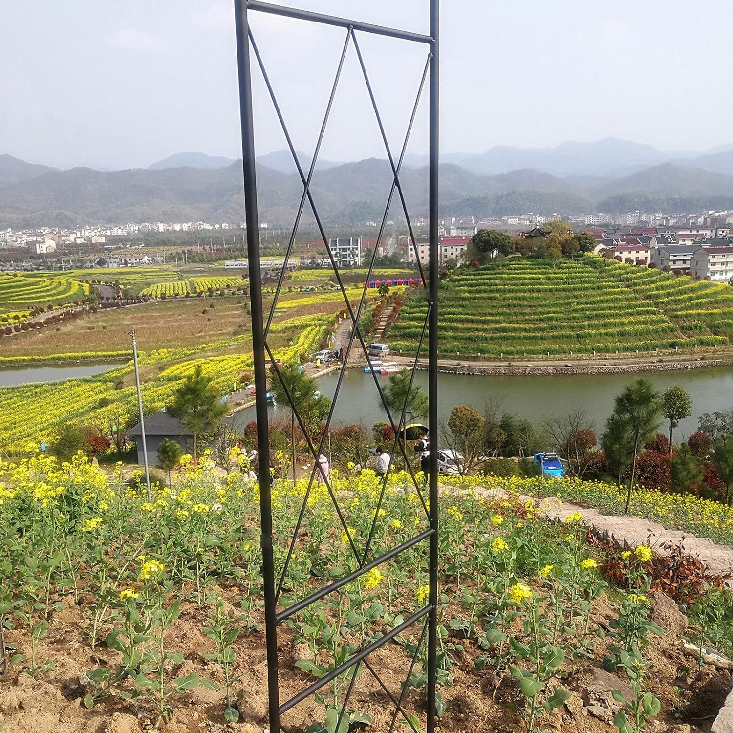 Garden Arch Rose Arch for Climbing Plants,Arbor Arch Wedding Arch,Pergola for Indoor/Outdoor,Lawn Garden,Trellis,Archway Pergola Trellis,Celebratory Decoration,225X110X36cm,Black