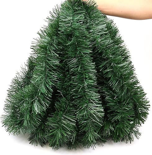 Miniatura 8 de Guirnalda de oropel navideño de 50 pies para decoraciones de árbol de Navidad, rojo verde plateado metálico brillante colgante, guirnaldas navideñas