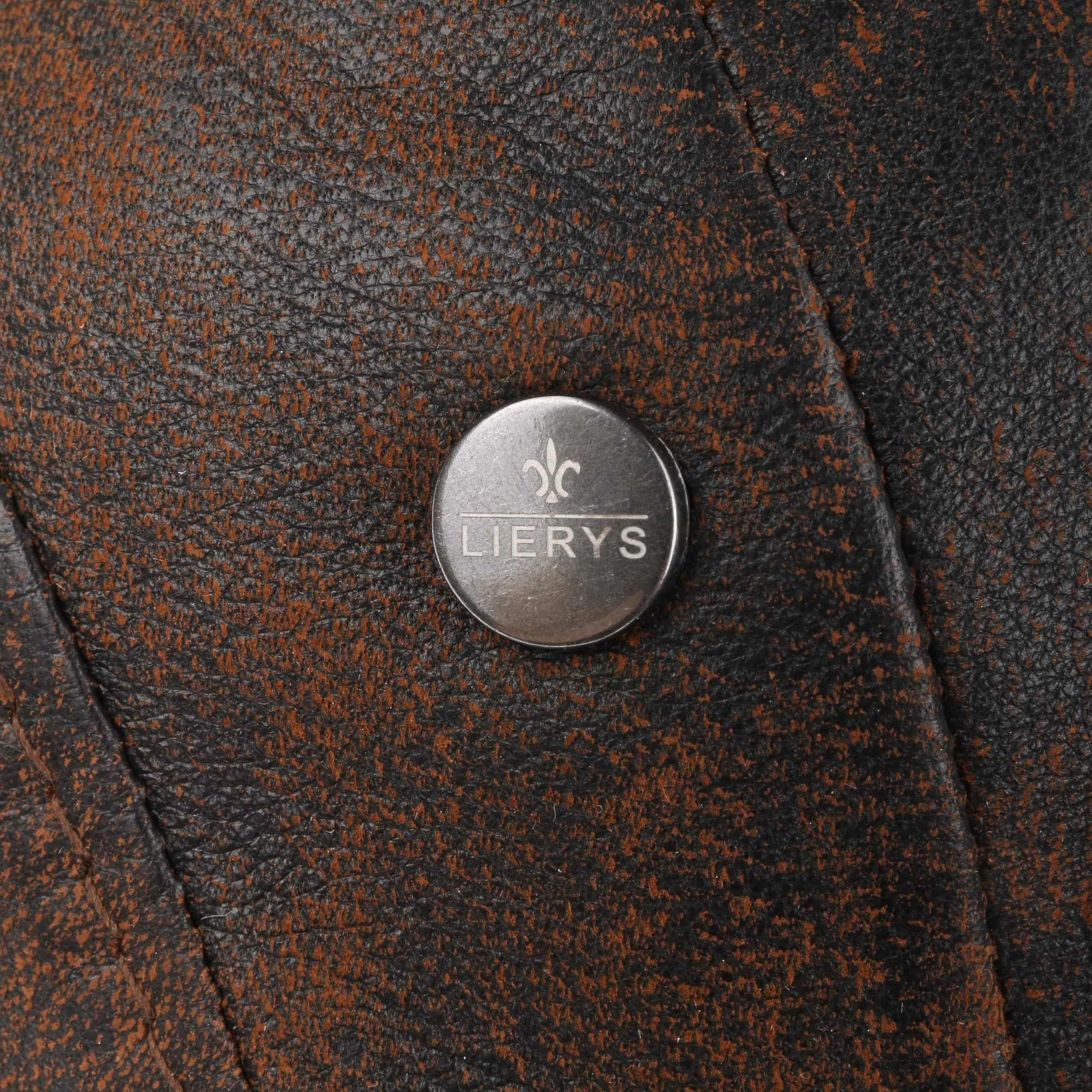 LIERYS Leder Flatcap Herren Made in Italy Schirmmütze mit Baumwollfutter Ledercap Used-Look Sommer Winter