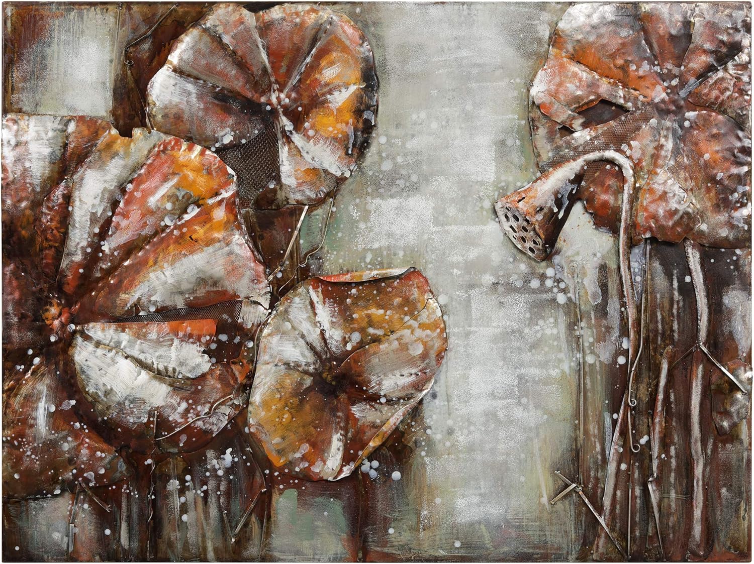 Empire Art Direct "Water Lilly Pads 2" Mixed Media Hand Painted Iron Wall Sculpture