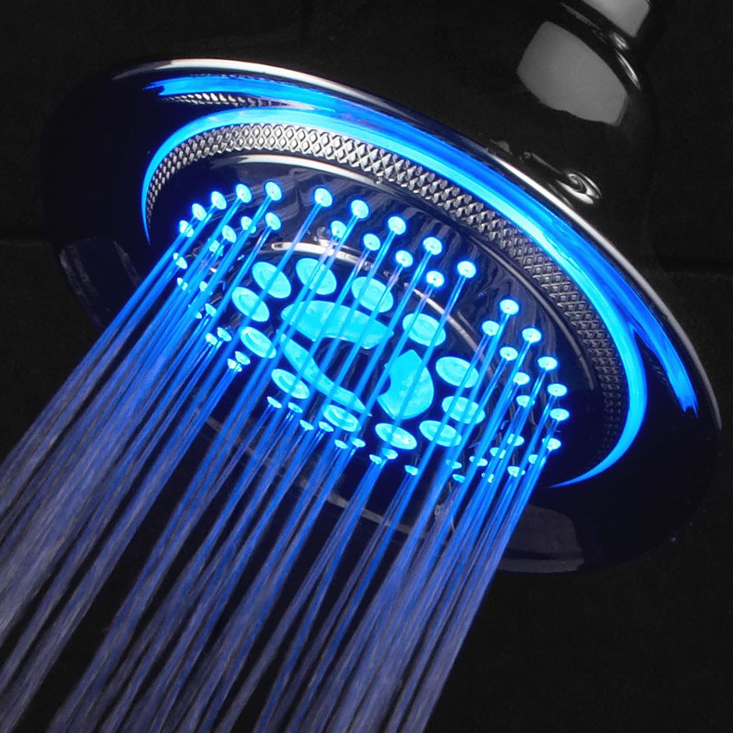 DreamSpa All Chrome Water Temperature Controlled Color Changing 5-Setting LED Shower Head by Top Brand Manufacturer! Color of LED lights changes automatically according to water temperature