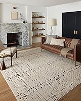 Loloi Darby DAR-06 Sand/Dark Grey 6'7" x 9'3" Area Rug - Durable Power-Loomed Polyester with Ribbed Hand-Knotted Look