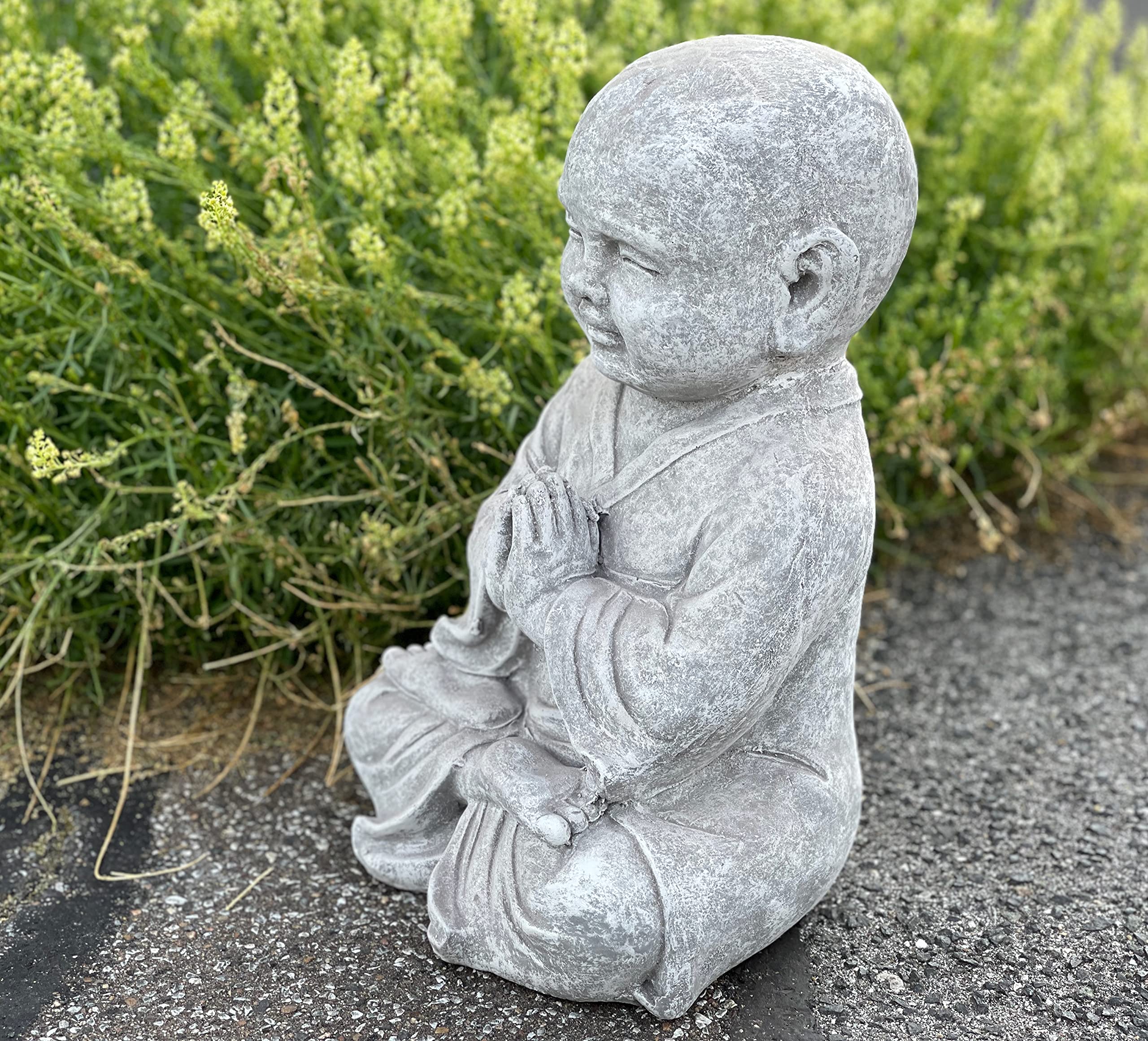 stoneandstyle Statuette moine Shaolin priant en pierre, résistante au gel, env. 18,3 kg