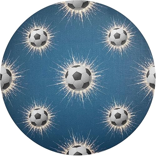 Soccer Balls Deep Blue PVC Placemats, Heat Resistant Non Slip Washable Placemats for Dining Table for Kitchen one sizex1