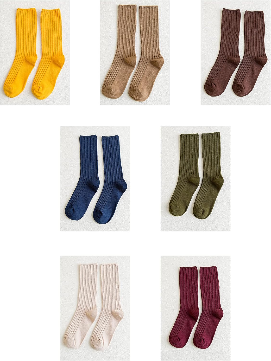 Womens Cotton Crew Socks Soft Cotton Casual Solid Color Socks Stretchy Above Ankle Socks for Women Girls 7Pairs - Image 6