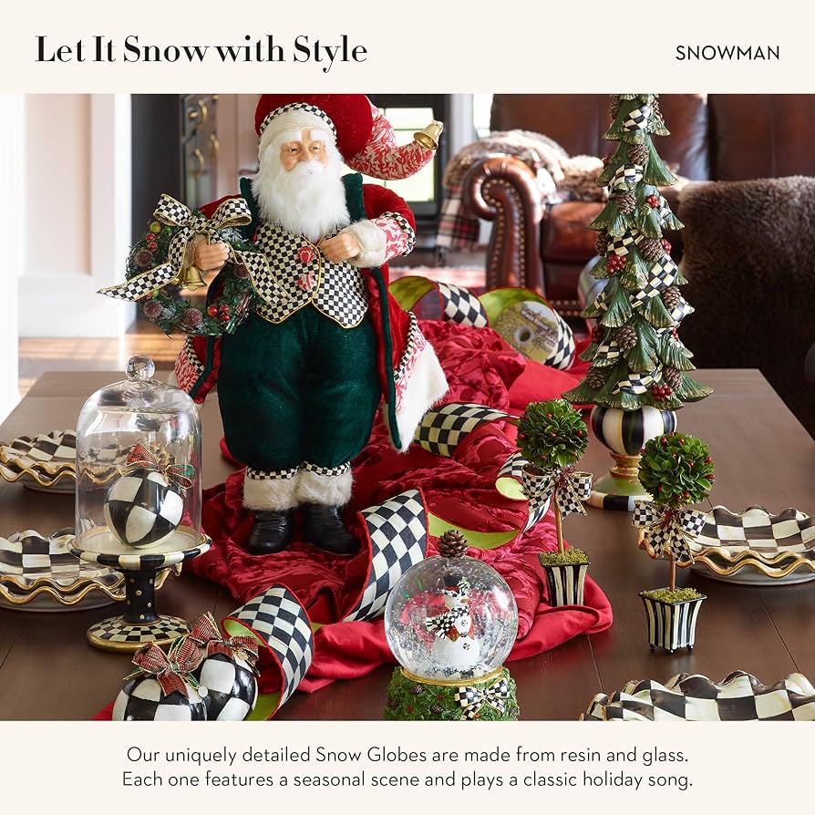 Amazon.com: MACKENZIE-CHILDS Snow Globe, Christmas Decor for