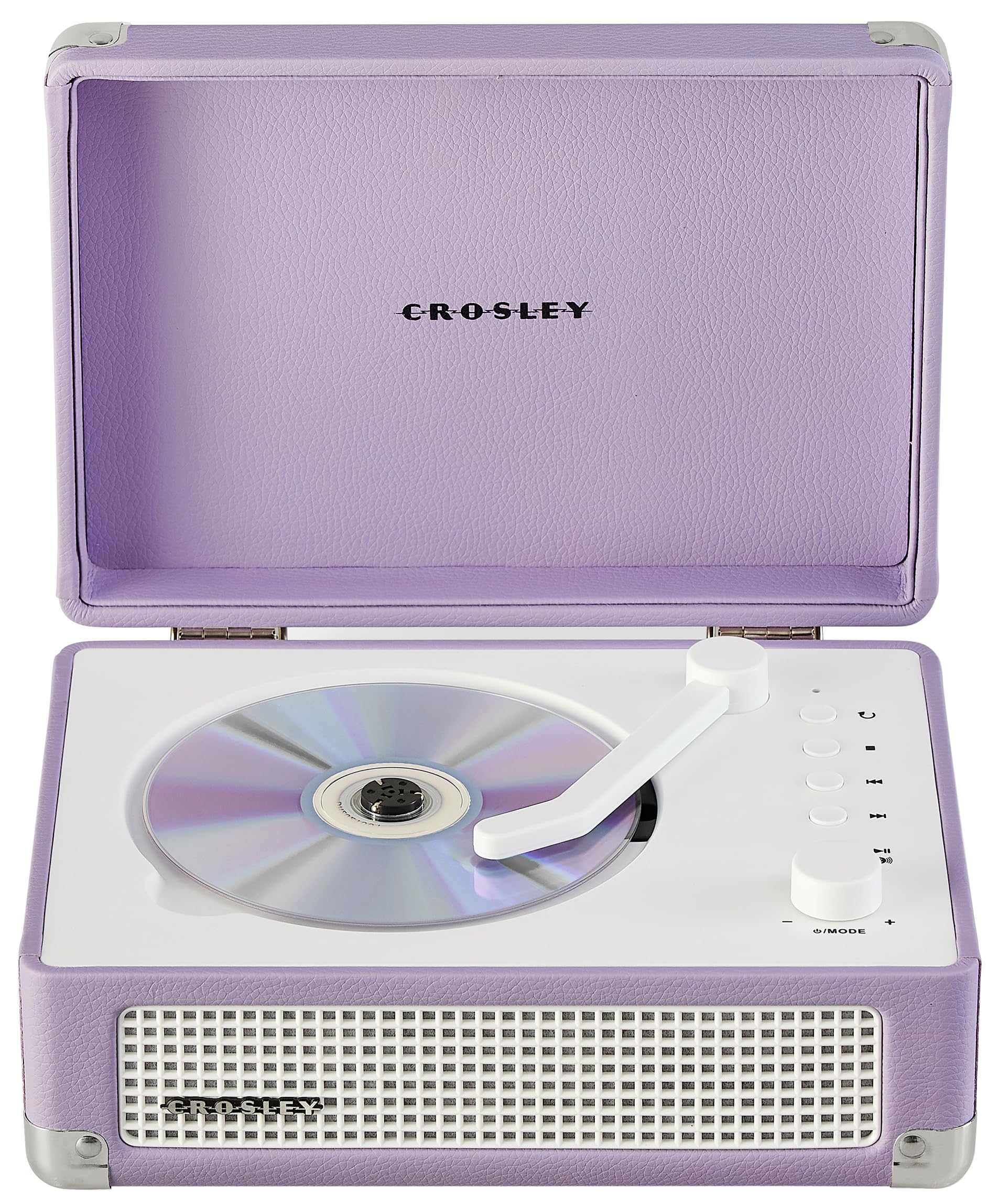 Crosley CR3505A-LN Cruiser Retro tragbarer CD-Player mit Stereo-Bluetooth-Lautsprechern und FM-Radio, Lavendel