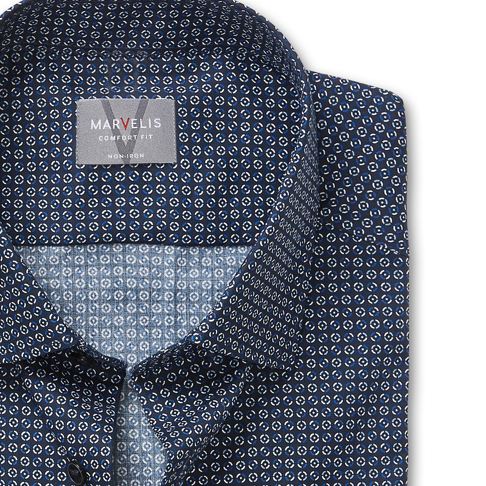 Marvelis Męska koszula biznesowa z długim rękawem 702584, nadruk rotacyjny, Non-Iron-Comfort-Fit, New Kent