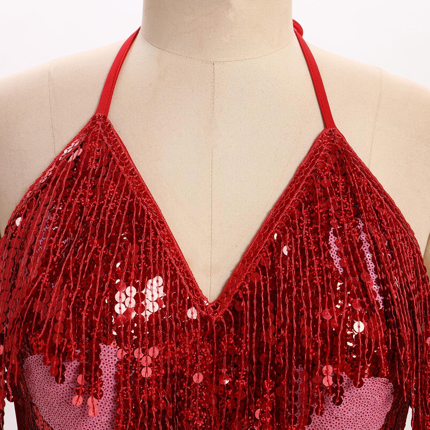 Women Music Festival Rave Fringe Trim Sleeveless Sequins Tassel Bodysuit Country Concert Nightclub Halloween Costume - Image 6