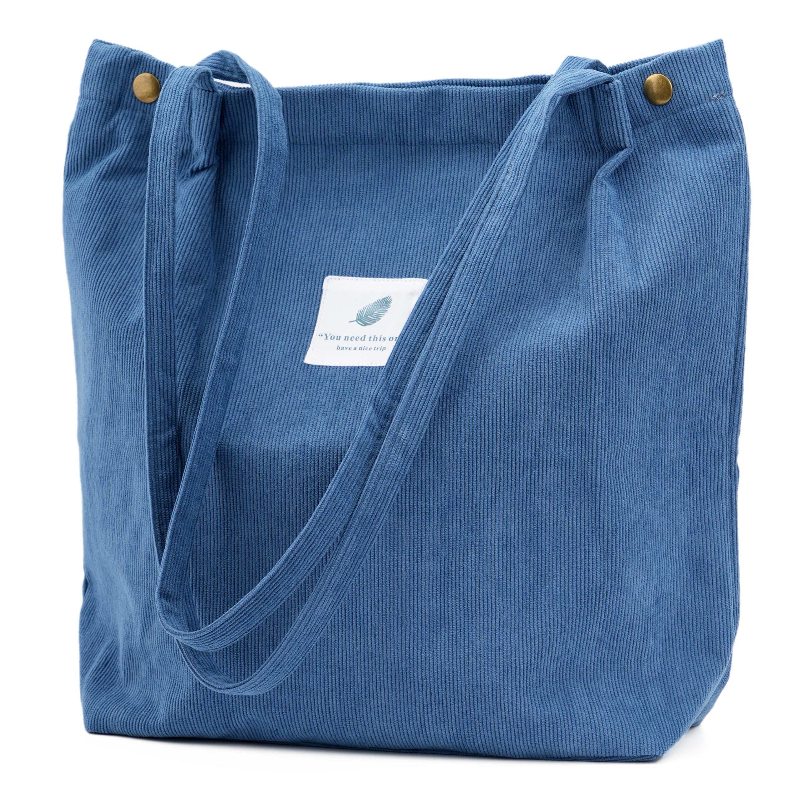 TOPASION Cute Corduroy Tote Bag Canvas Shoulder Handbags for Women Travel Shopping
