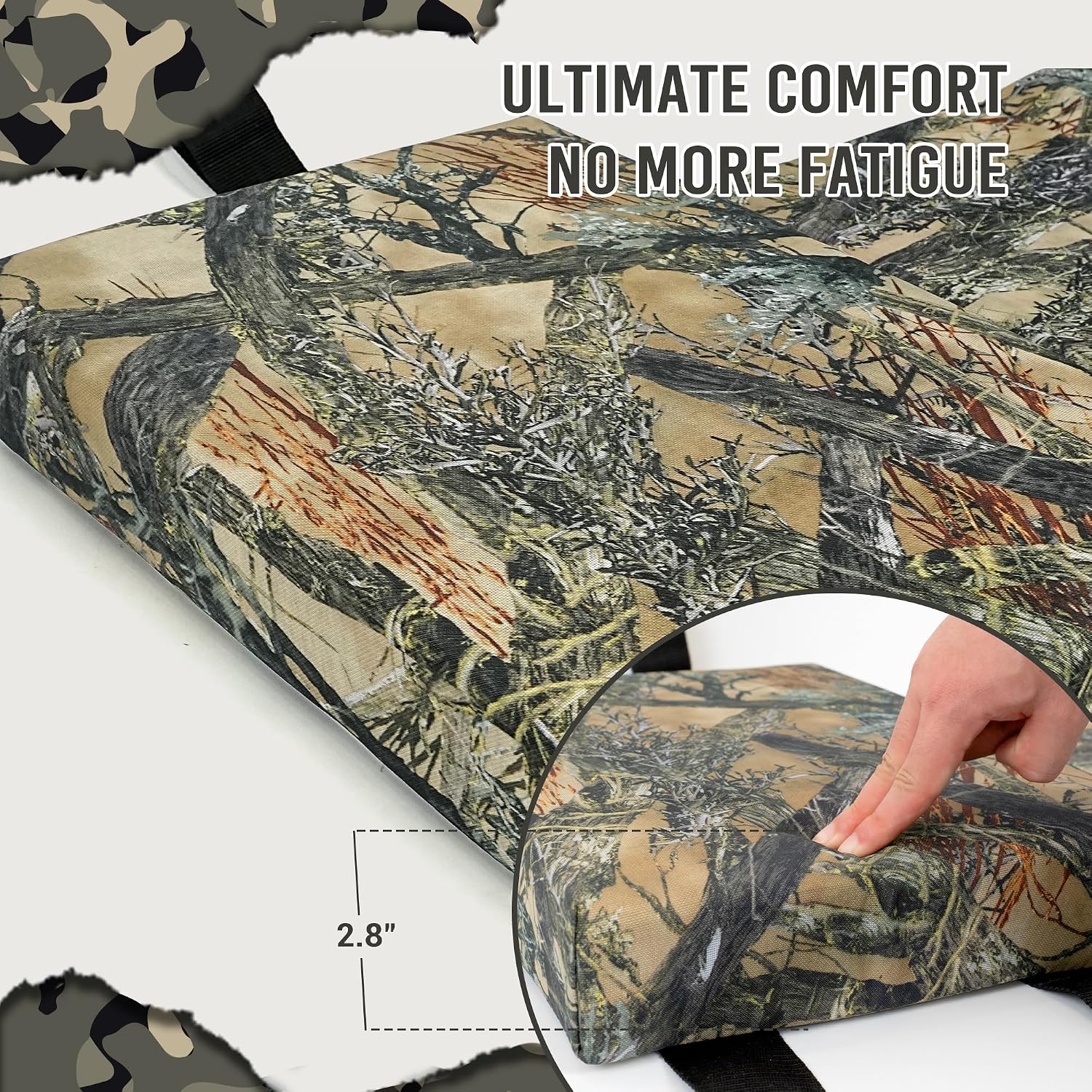 marinexplore Tree Stand Seat Replacement,Camo Adjustable Treestand Seat Cushion for Deer Hunting Blind Chair, Comfortable Deer Hunting Accessories Fits Climbers