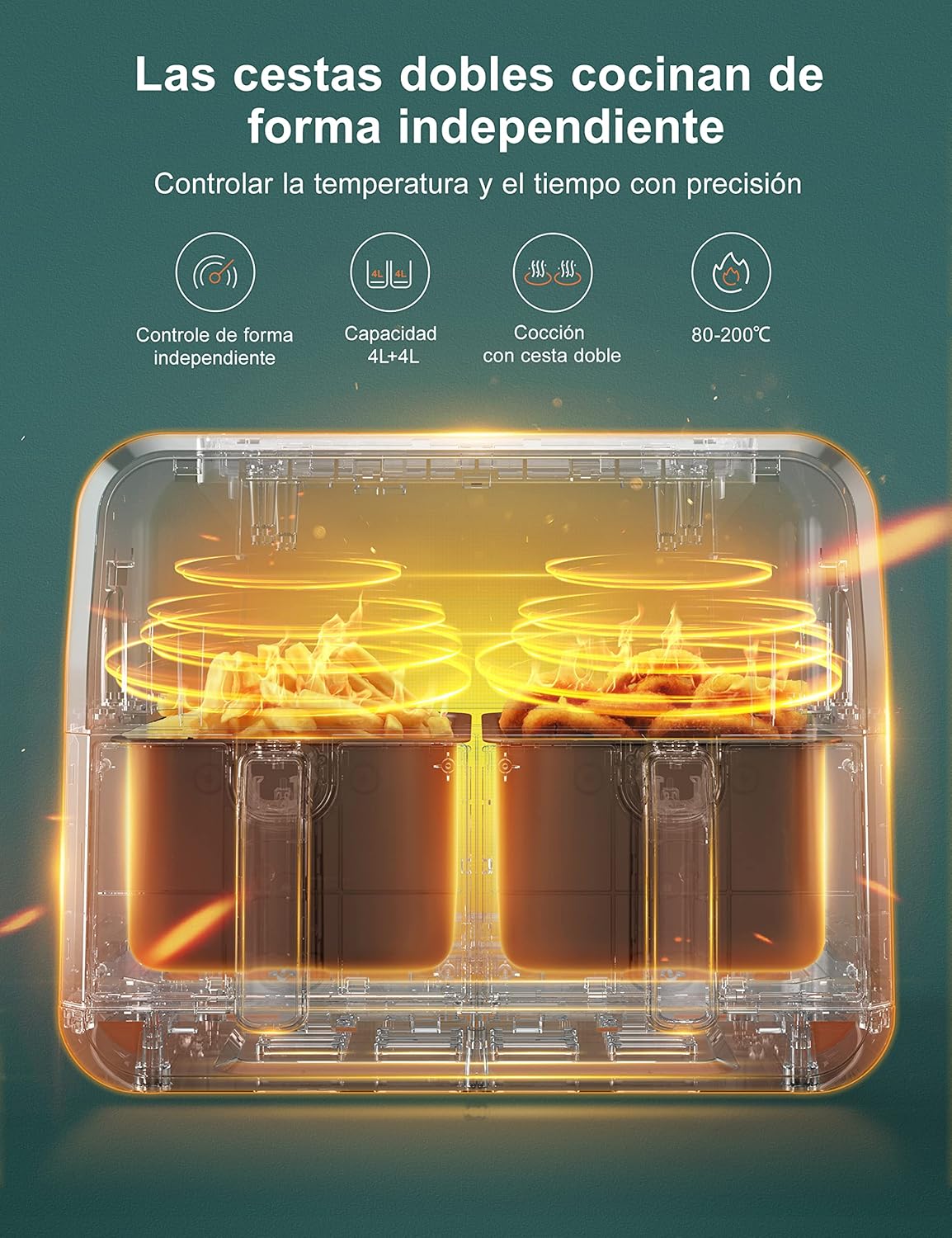 Innsky Freidora de Aire Dual Zone 8L - Doble Compartimento, 8 Programas 6 91NaNuW0RIL. AC SL1500