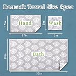 Hand Towels for Bathroom, 4PC 16"x27" - 100% Cotton | Quick Dry | Absorb | Lightweight, Decorative Hand Towels for Bathroom, Gray Damask Pattern Hand Towels, Bathroom Essentials, Grey and White