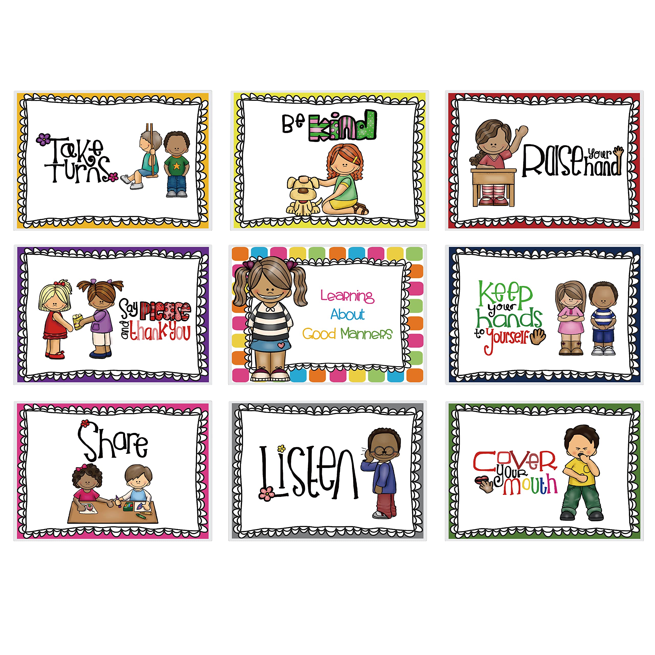 9 Classroom Rules Posters Classroom Bulletin Board Decorations Set Good Habits Chart for