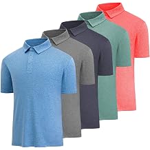 5 Pack Polo Shirts for Men Quick Dry Golf Short Sleeve Shirt