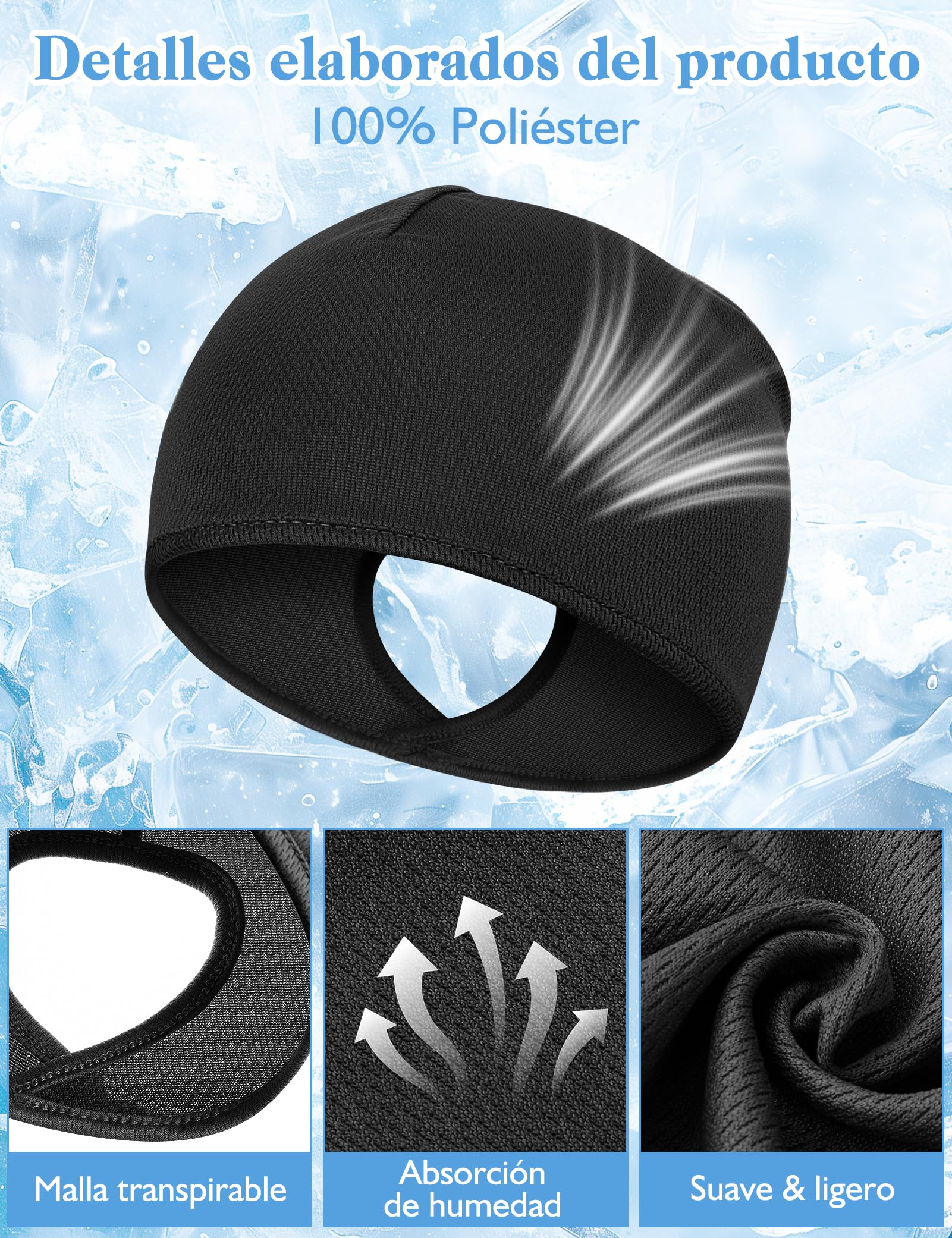 Becellen 2 Piezas Gorros Ciclismo Bajo Casco Verano, Sotocasco Bici Verano Running Forro de Casco Skull Cap Transpirable Multifuncional para Mujer Deporte y Uso Diario