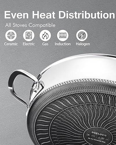 Miniatura 9 de Freidoras no eléctricas Híbridas Antiadherentes de 5.5 cuartos de galón con tapa de vidrio templado, mango que se mantiene fresco, apto para