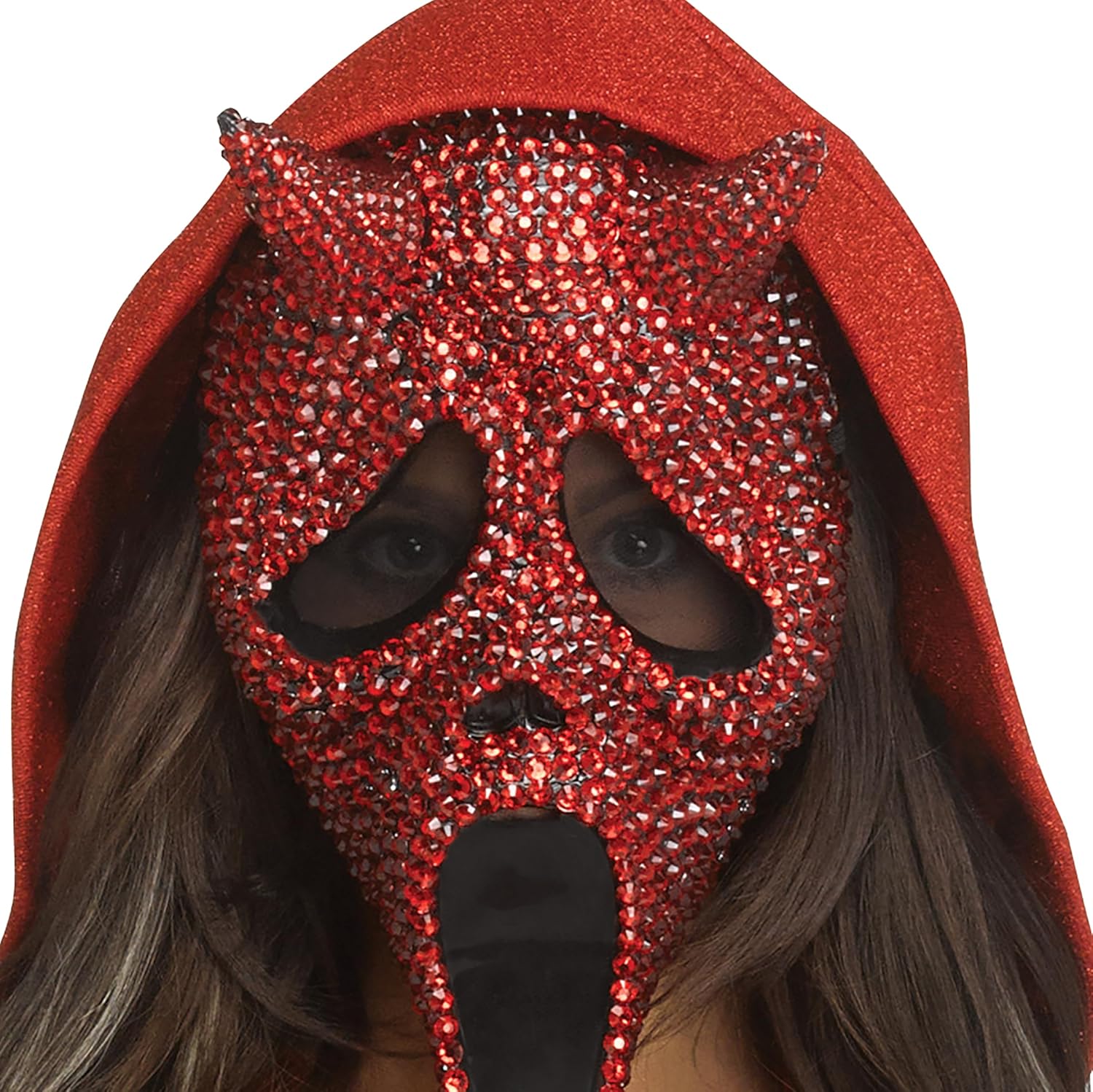 Fun World Womens' Devil Face Bling Costume, Medium-Large, Red