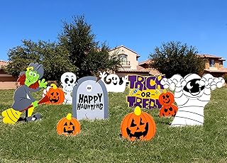 JOYIN 9 Pcs Halloween Outdoor Decorations, Corrugate Yard Stake Signs for Lawn Yard Prop Decorations, Trick-or-Treating, O...
