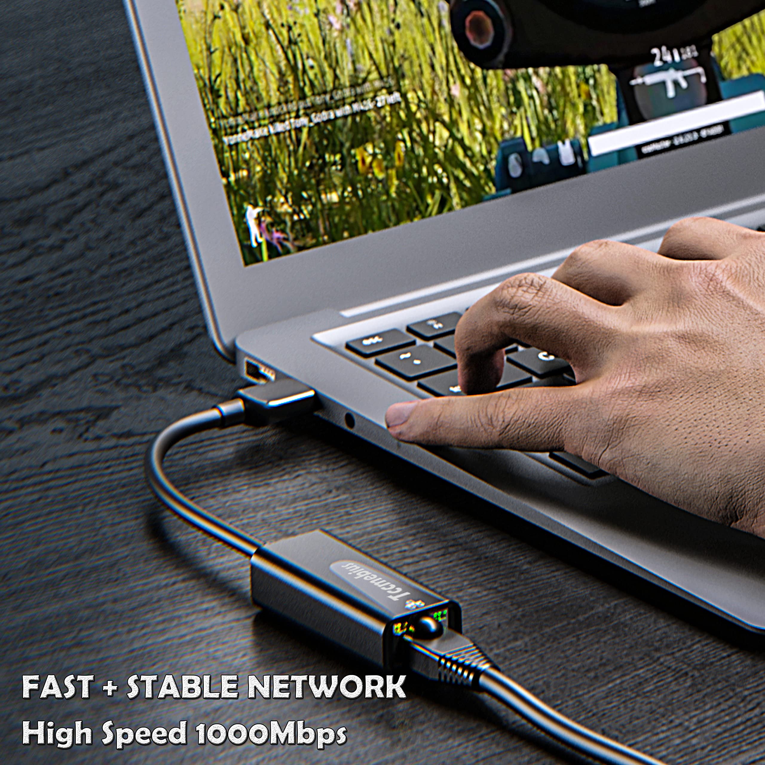 Tccmebius USB Ethernet Adapter, USB 3.0 to 10/100/1000 Gigabit Ethernet LAN Network Adapter Compatible with Nintendo, MacBook, Surface Pro, Notebook PC with Windows7/8/10, XP, Vista, Mac (TCC-S30A)