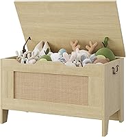 Vista 37 de IDEALHOUSE Cofre de almacenamiento, baúl de juguetes de 39.4 pulgadas para niños y niñas, caja de juguetes grande de madera para niños, banco