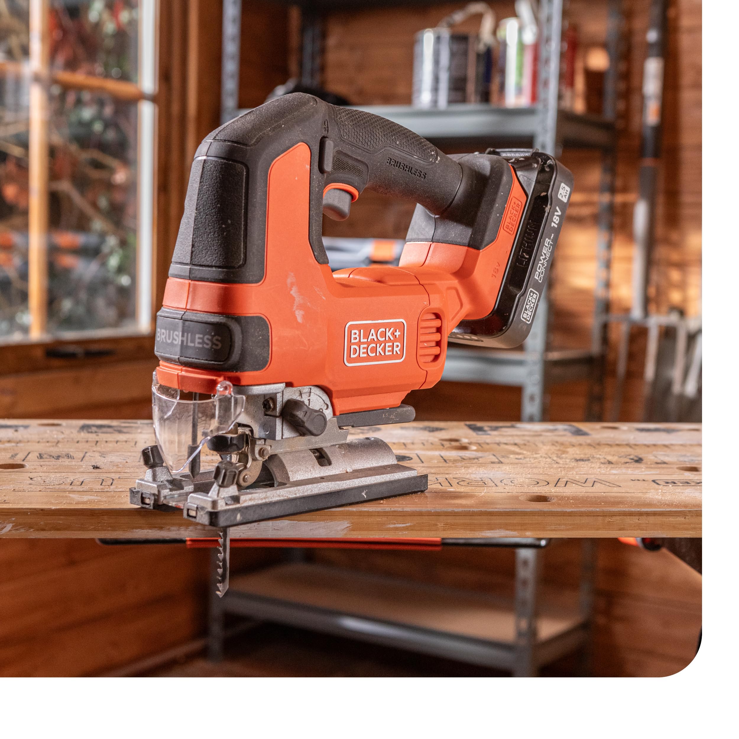 BLACK+DECKER Seghetto Alternativo a BatteriaBrushless, Solo Corpo Macchina 18V, con 6 Lame,Batteria Non Inclusa, BLCJS78NZ-XJ