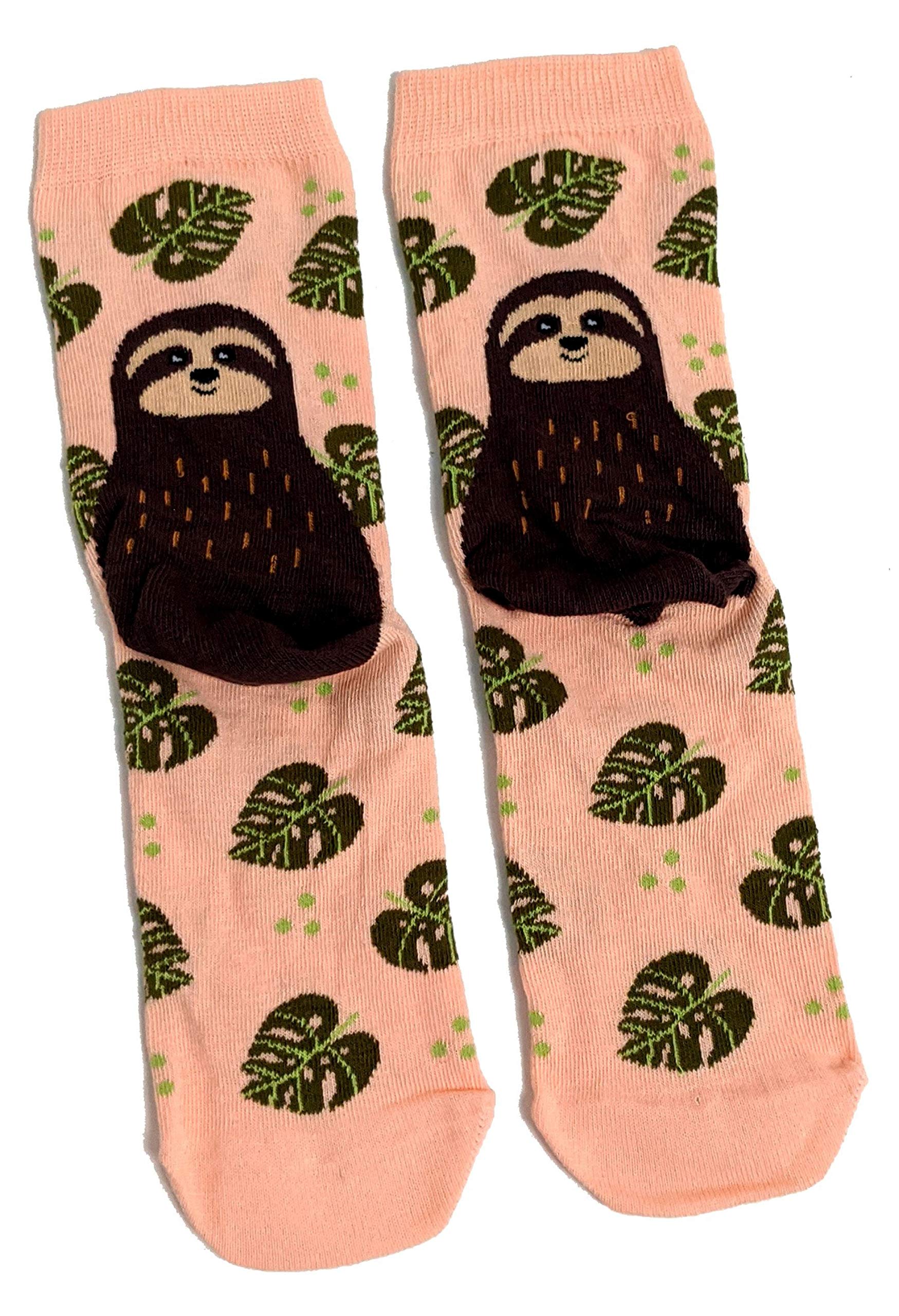Sock Shack Women's Peach Sloth And Leaves Hidden Sloth On Heel Socks 4-8 Uk / 37-42 Euro / 6-10 Usa