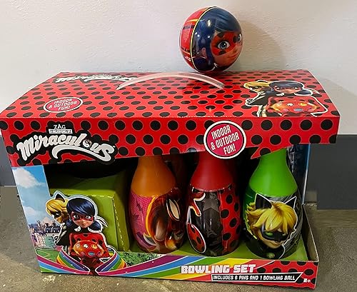 Miniatura 2 de What Kids Want Milagulous Ladybug Bowling Set – Juego de bolos de superhéroes para niños, divertido juego de bolos en interiores y exteriores para