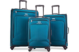 Pop Max 3-Piece Softside Luggage Set (21"+25"+29") with Reliable Spinner Wheels in Vibrant Teal