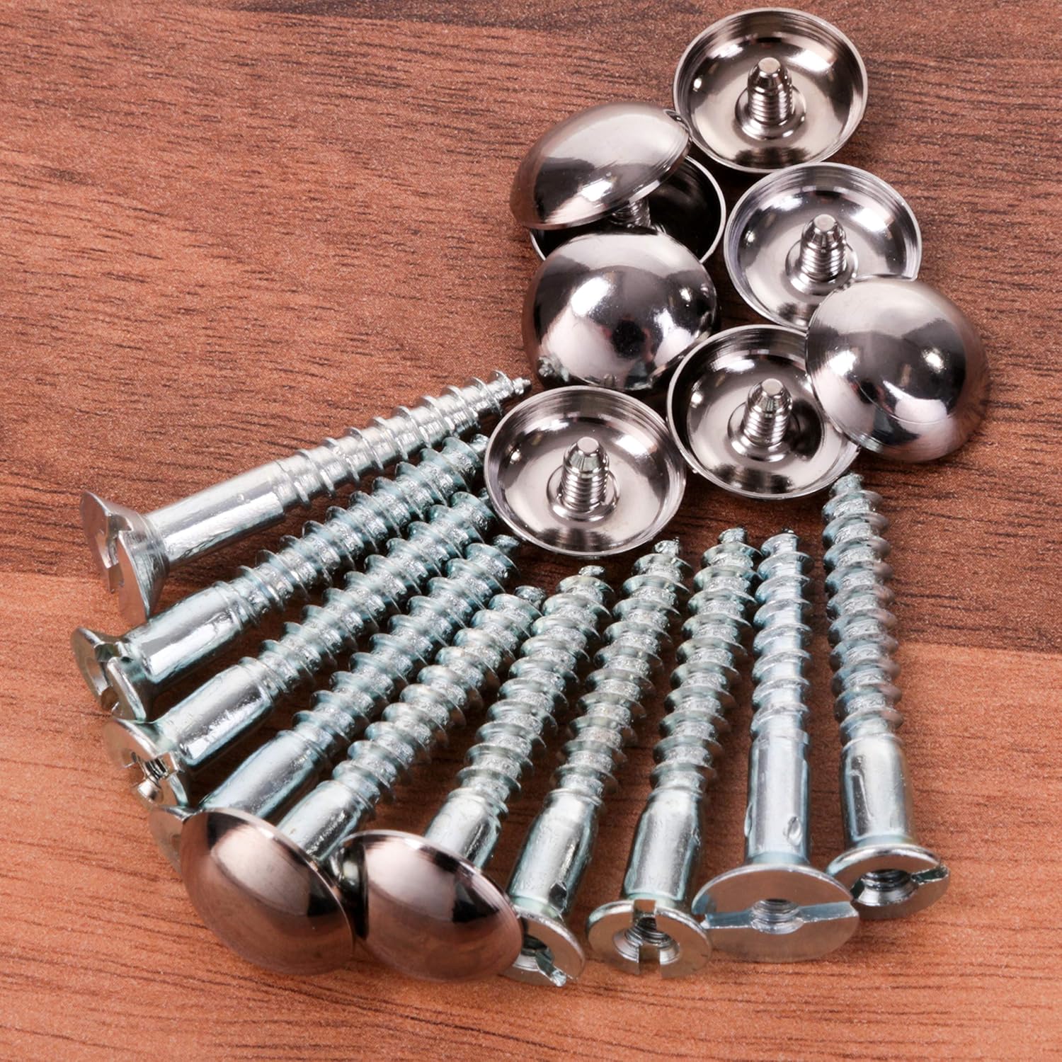 10x Mirror Screws 32mm Threaded Bolt Screws With Silver Chrome Dome