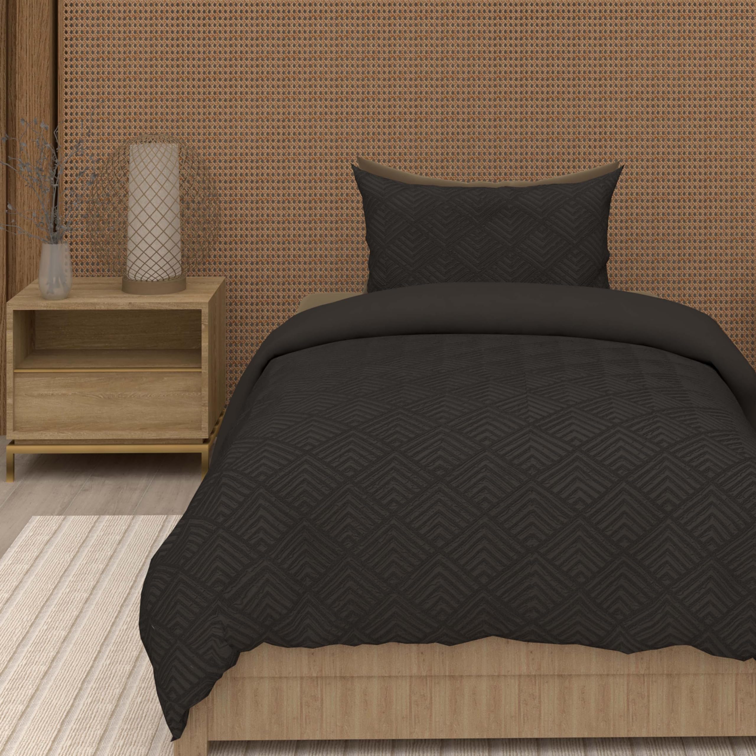 Intemporel Soleil d'Ocre Gaia 3D Microfibre Duvet Cover 140 x 200 cm Black