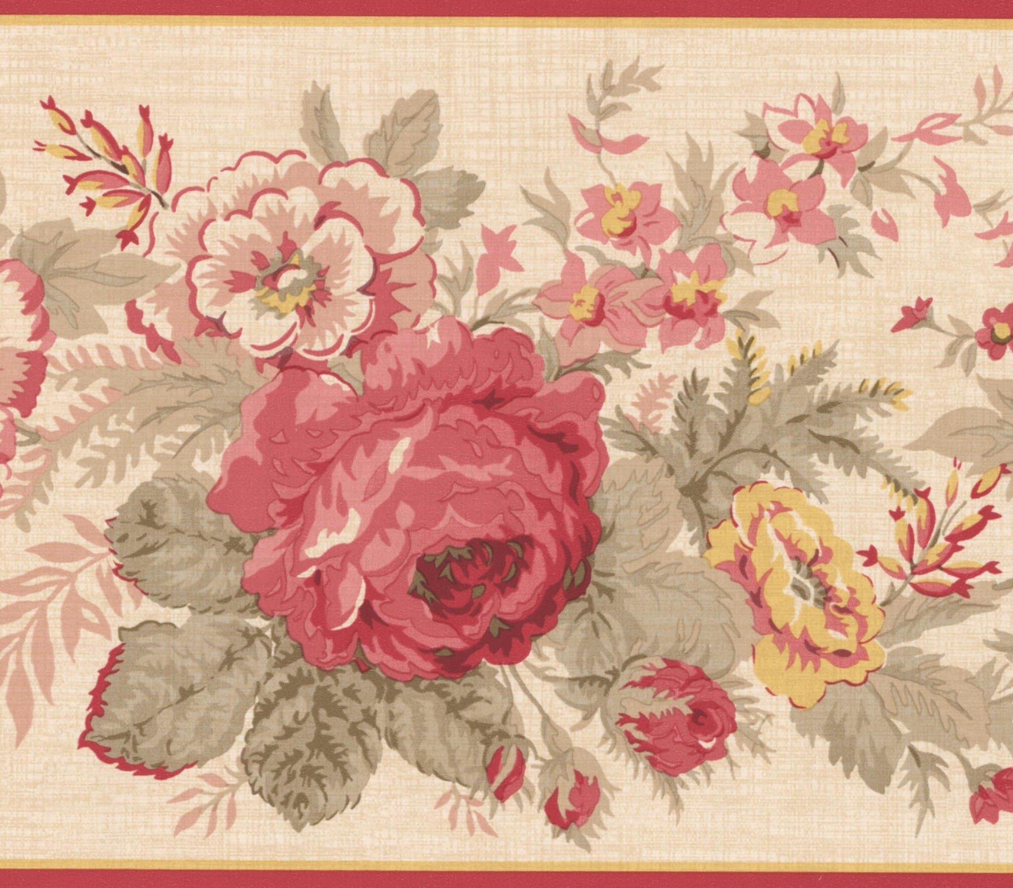 Dundee Deco Peel And Stick Self Adhesive Wallpaper Border - Floral Purple, Cream, Pink Flowers 15 Ft X 7 In