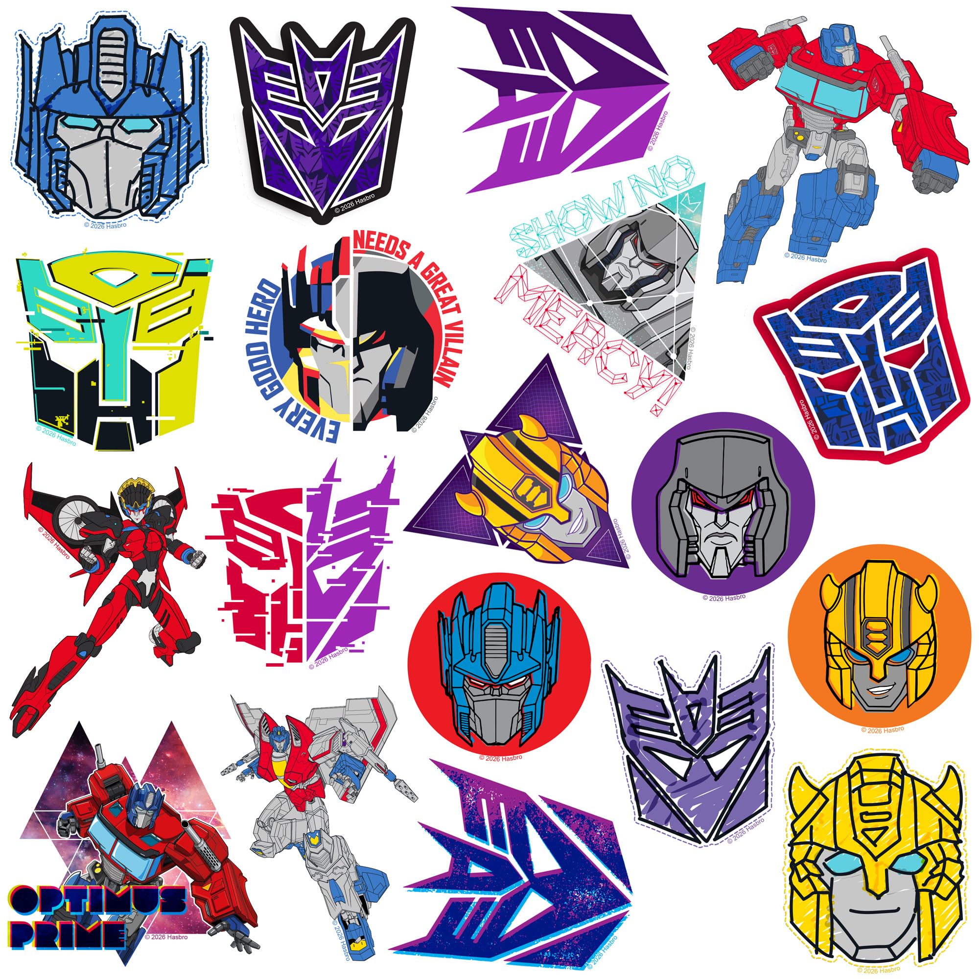 Transformers Varietà adesivi in vinile 50 ct – grandi decalcomanie impermeabili fustellate per laptop, bottiglia d'acqua, tablet, bagagli, skateboard e superfici interne/esterne