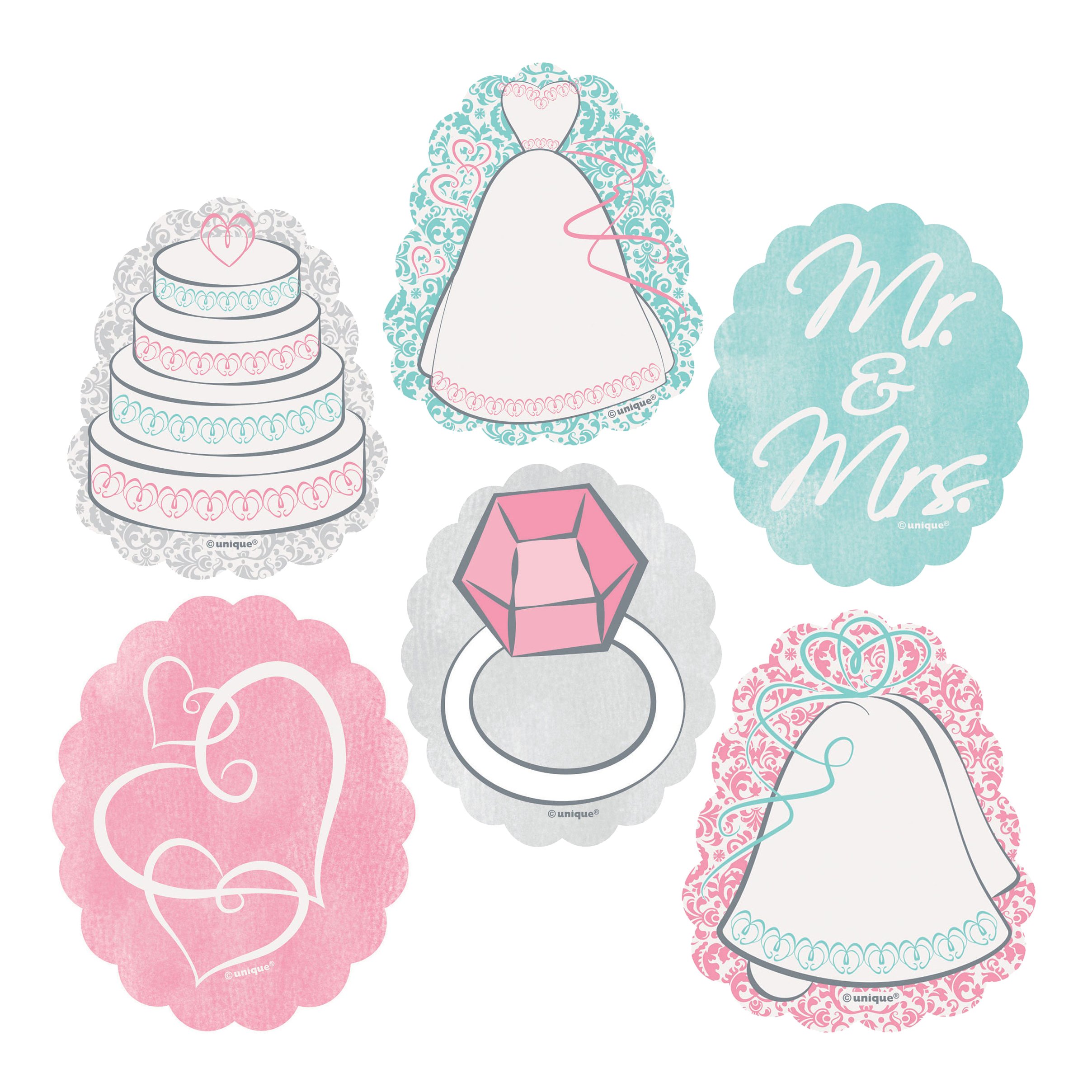 Unique Wedding Party Embellishment Stickers | Assorted Designs | 24 Pcs, 2