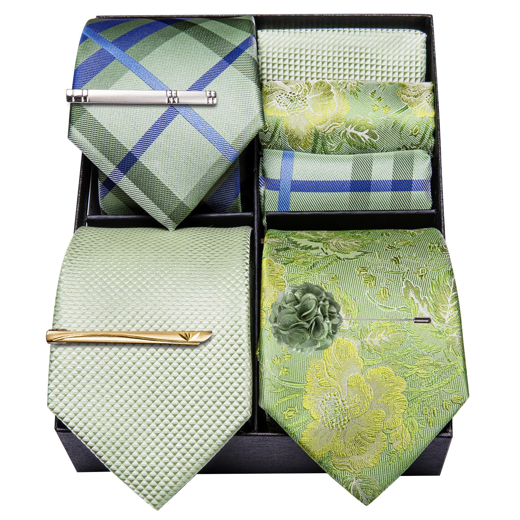 Barry.Wang Paisley-Krawatte, modisches Set, Einstecktuch, Manschettenknöpfe, Krawatte für Herren, gewebte Seide