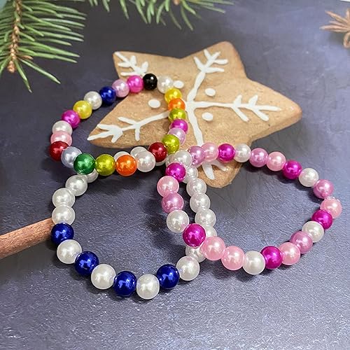 Miniatura 4 de Cuentas de perlas, 300 cuentas para manualidades, perlas sueltas de 0.394 pulgadas (0.394 in), cuentas espaciadoras redondas para aretes, pulseras,