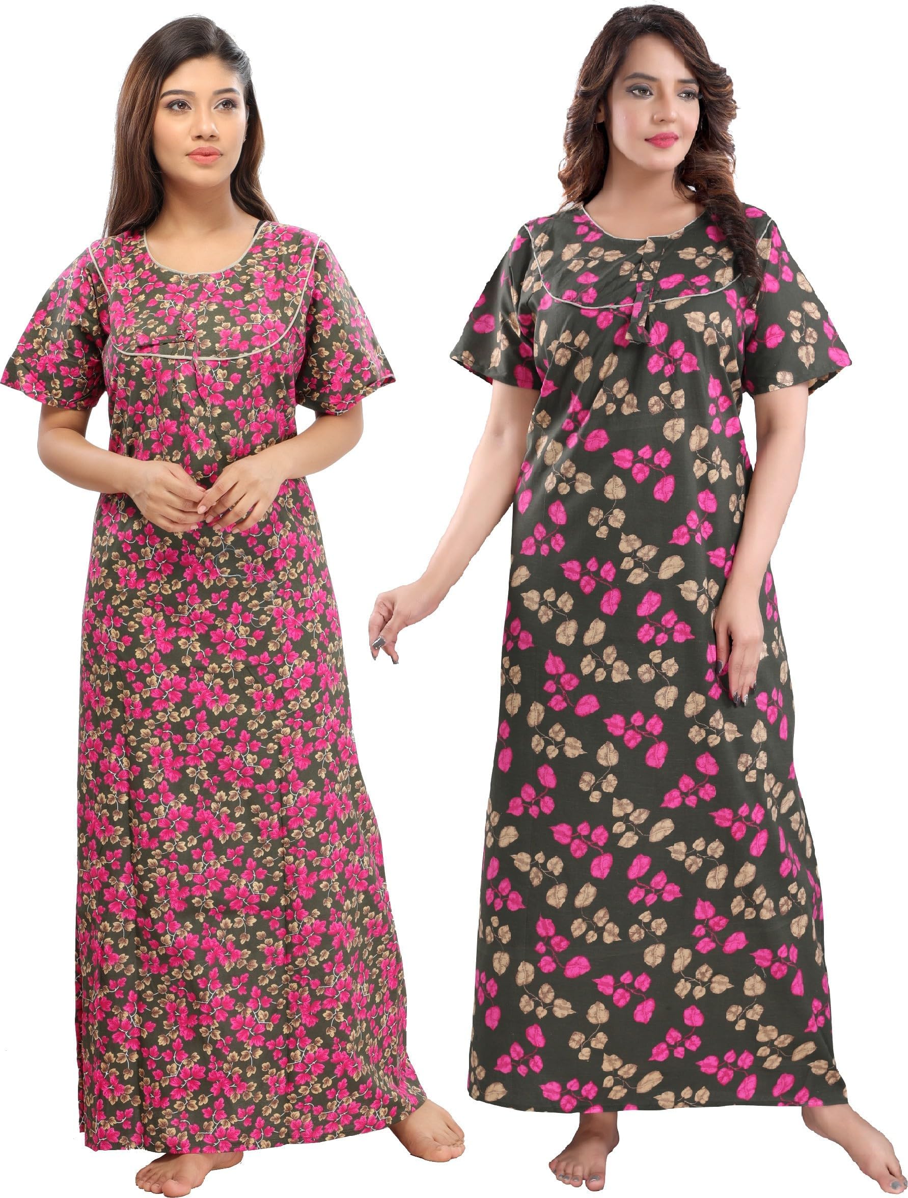 Fabme Women's Printed Cotton Nightdress Nighty - Pack of 1