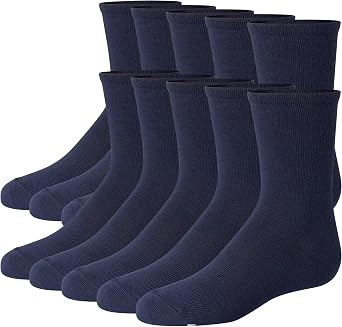 Hanes Girls Uniform Crew Socks, Plain Crew Socks, Knit Crew Socks for School Or Play, 10-pairs