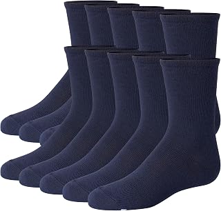 Girls' Uniform Crew Socks, Plain Crew Socks, Knit Crew Socks for School Or Play, 10-pairs