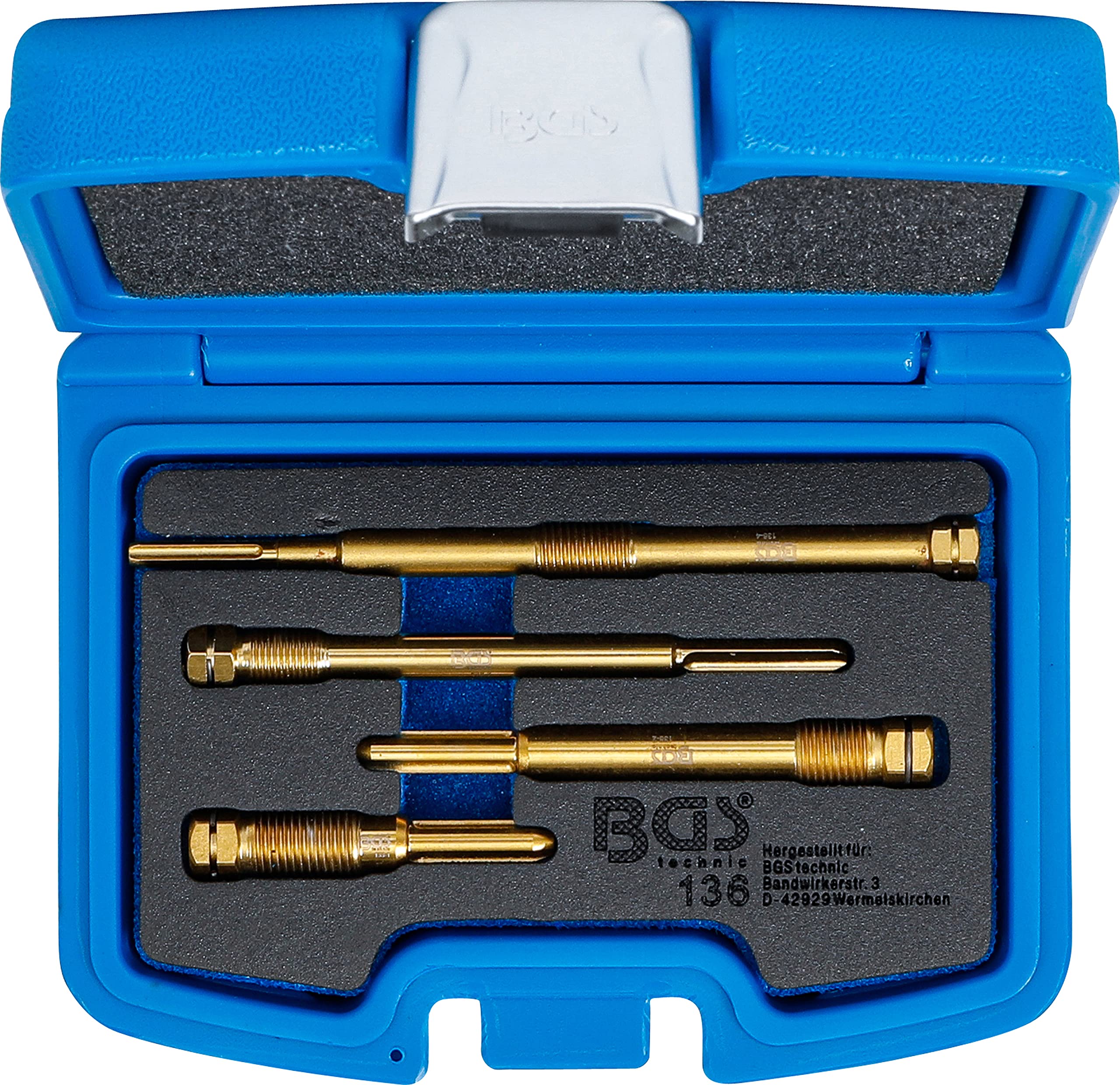 BGS 136 | Jeu d’alésoirs pour alésages de bougies de préchauffage | 4 pièces