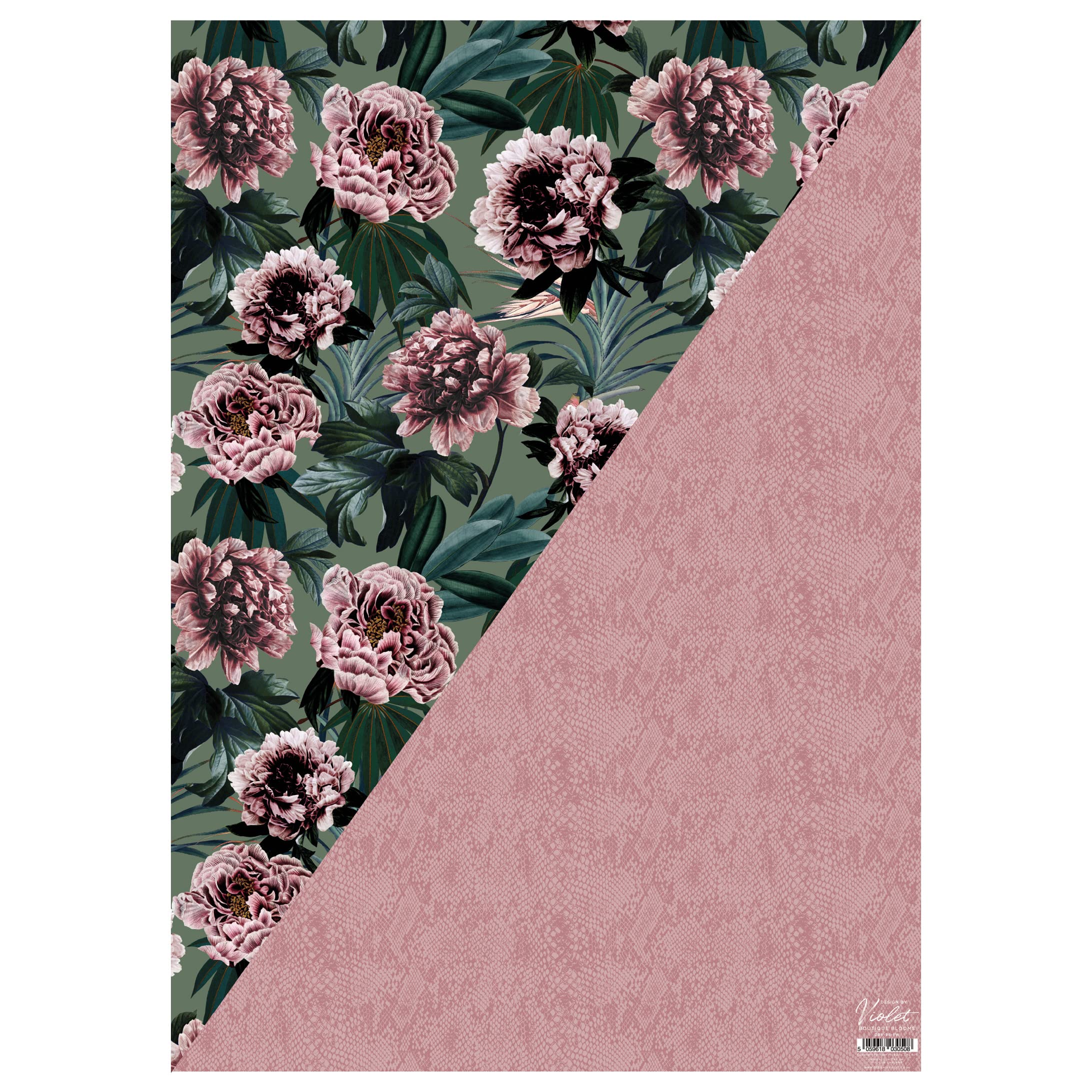 Design by Violet Partisan Boutique Blooms Flat Wrap Paper - Reversible Designs - Peferct for Single Presents - 50cm x 70cm, Multicolor (DBV-96-FW)