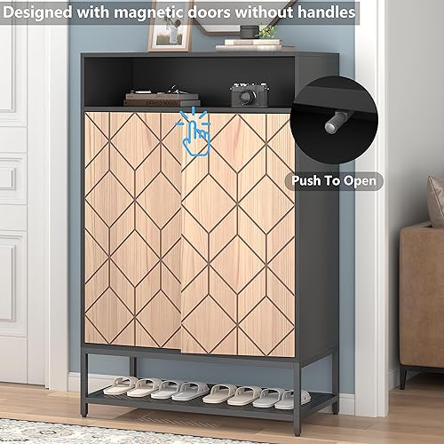 Miniatura 6 de Shoe Organizer with Doors, Shoe Storage Cabinet with Adjustable Shelves for Entryway, 7-Tier Entryway Shoe Rack Storage for Hallway, Closet, Living