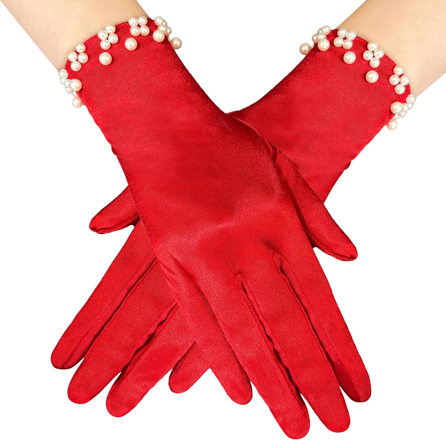 Gionforsy Floral Lace Gloves for Bridal Elegant Short Wrist Gloves for Wedding Opera Dinner Party