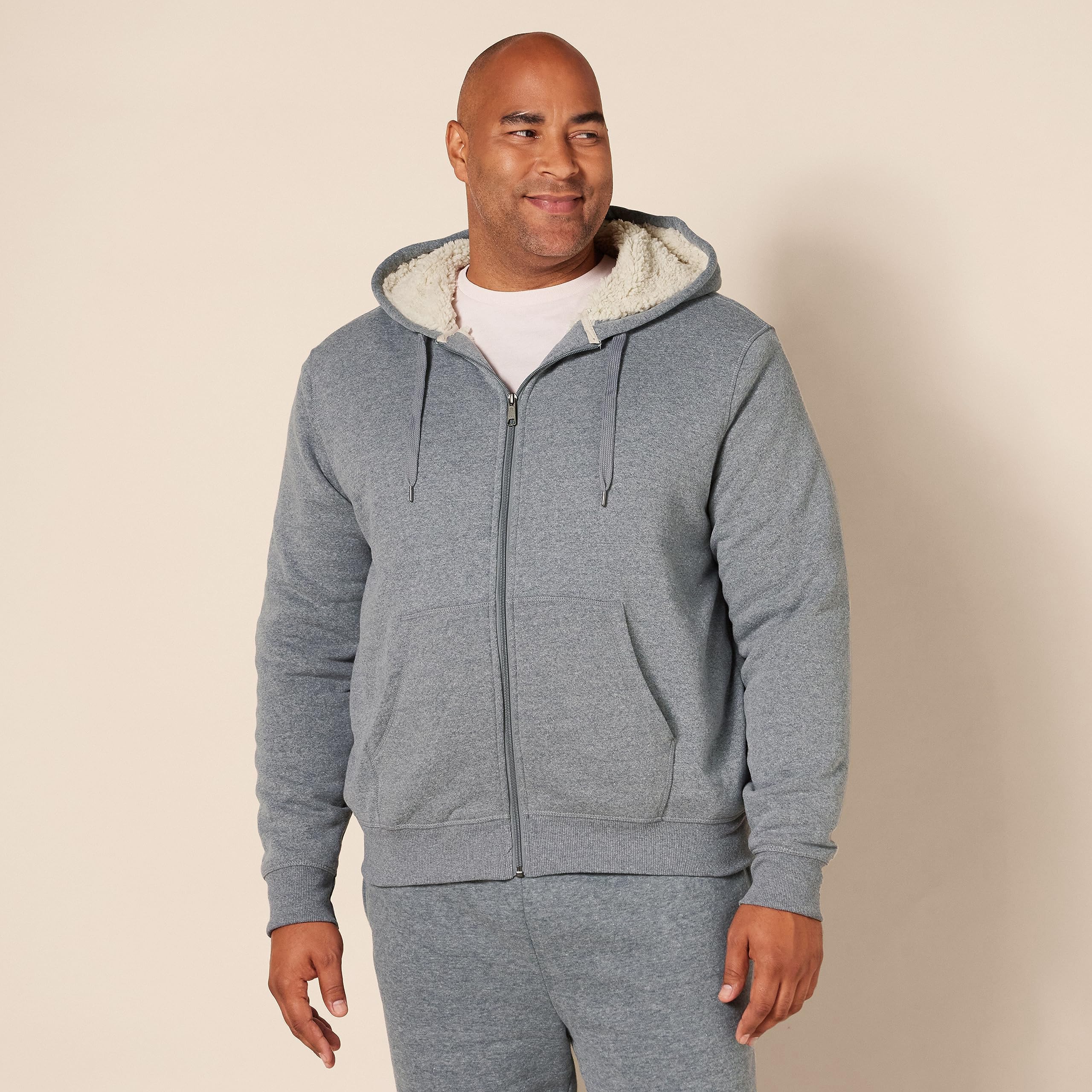 Amazon Essentials Felpa con Cappuccio e Cerniera Integrale in Pile Foderata in Sherpa Uomo