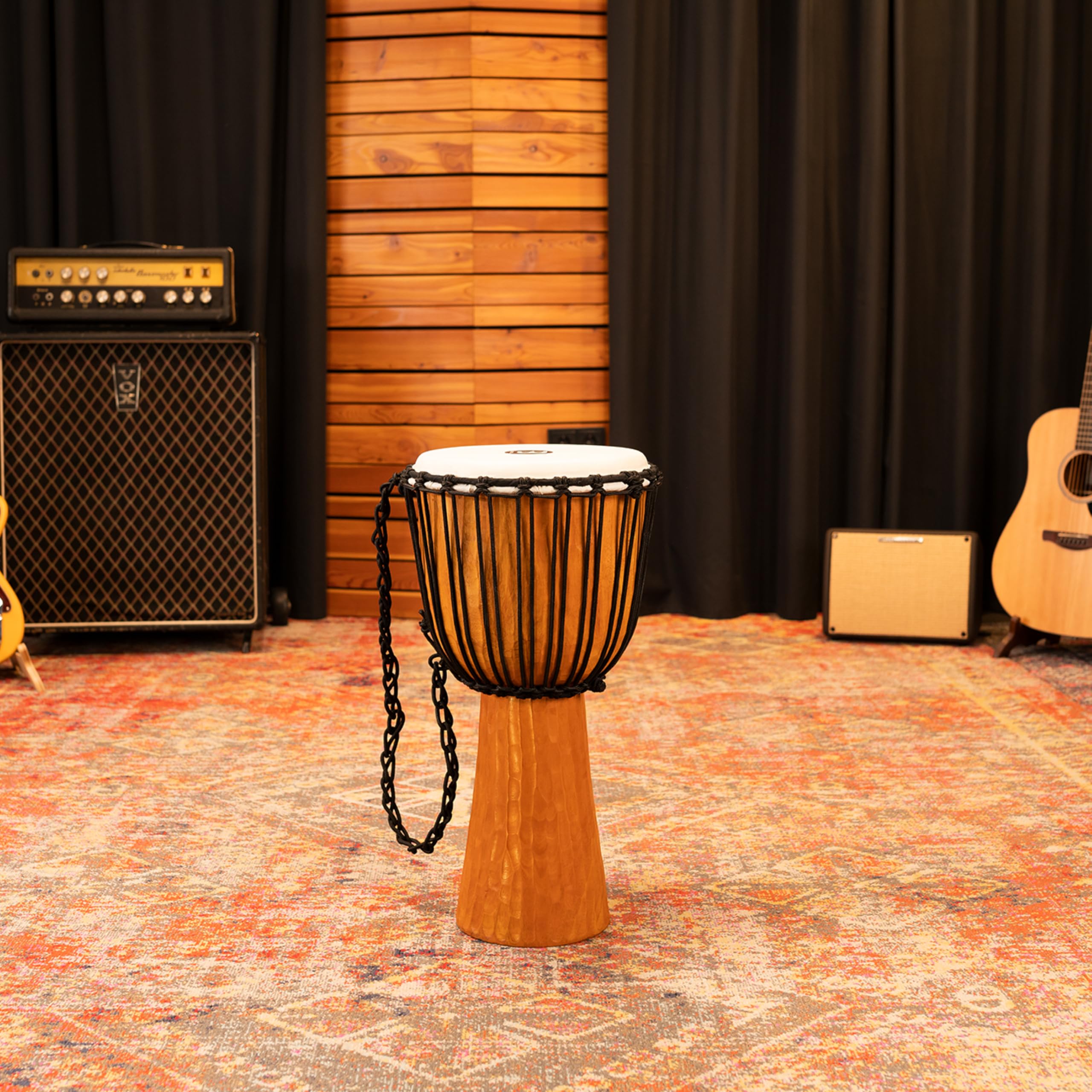 Meinl Percussion Djembe Nile À Cordes – Grande Percussion à Main – Avec Peau de Chèvre – Diamètre 12 pouces – Acajou, Naturel (HDJ4-L)