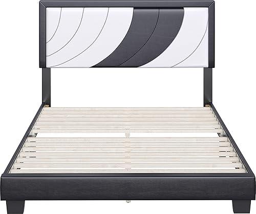 Miniatura 48 de Boyd Sleep Beaumont - Cama de plataforma tapizada con cabecero, base de colchón con 14 soportes de listones de madera, no requiere somier, piel